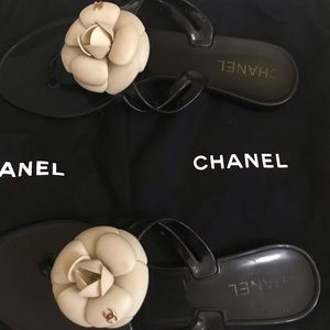 Authentic Chanel Camila black with cream size 38.